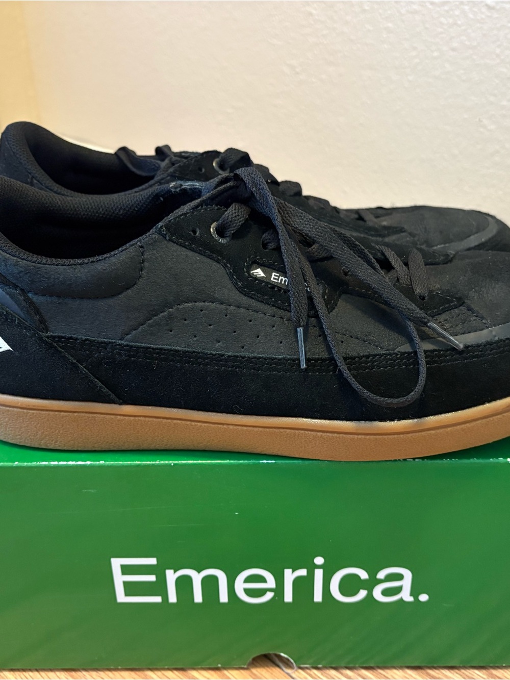Emerica Black Suede Skate Sneaker with Gum Sole